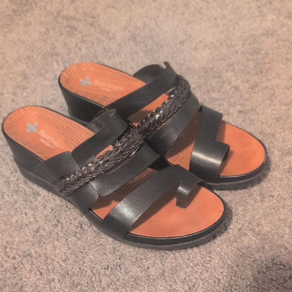 BareTraps Black Braided Strap Comfort Slides